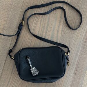 J. Crew Black Crossbody Bag with Gold Accents